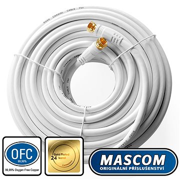 Mascom satelitní kabel 7676-200W, konektory F 20m