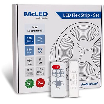 McLED Set LED pásek 2 m s ovladačem, NW, 9,6 W/m