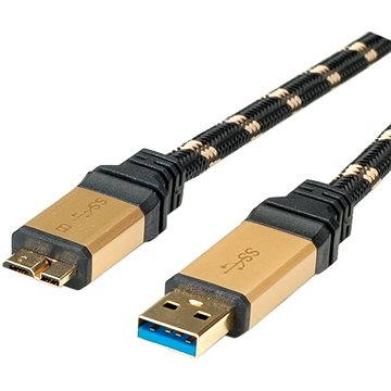 E-shop ROLINE Gold USB 3.0 SuperSpeed USB 3.0 A(M) -> micro USB 3.0 B(M), 1.8 m - schwarz / gold