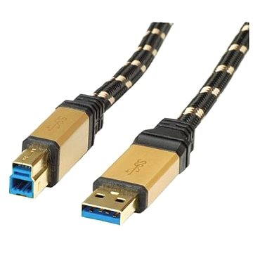 E-shop ROLINE Gold USB 3.0 SuperSpeed USB 3.0 A(M) -> USB 3.0 B(M), 3m - schwarz/gold