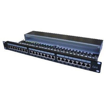 E-shop Datacom, 24x RJ45, direkt, CAT6, STP, schwarz, 1 HE