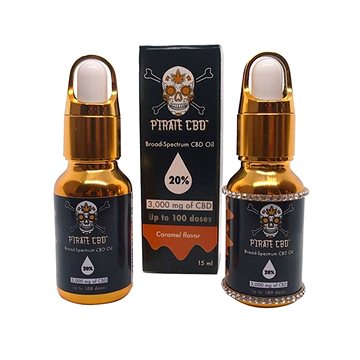 Broad-Spectrum 20 % Pirate CBD™ olej - karamelové aroma (15 ml - 3000 mg CBD)