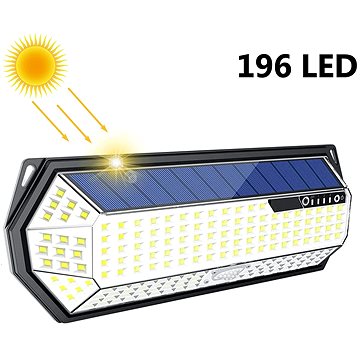 LEDSolar 196 solární venkovní světlo svítidlo, 196 LED se senzorem, bezdrátové, 4W, studená