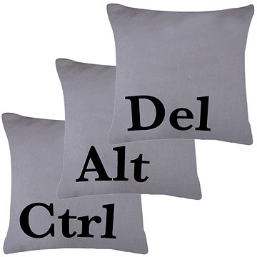 Daklos Ctrl Alt Del polštáře - 40 cm x 40 cm - tmavě šedý set 3ks