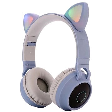 MG CA-028 bezdrátové sluchátka s kočičími ušima, modré