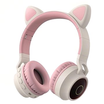 MG CA-028 bezdrátové sluchátka s kočičíma ušima, světlohnědé