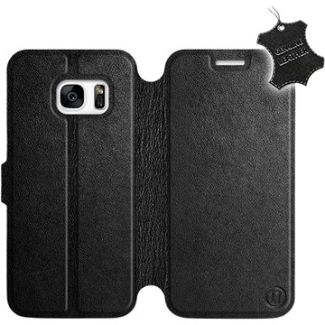 Flip pouzdro na mobil Samsung Galaxy S7 - Černé - kožené - Black Leather