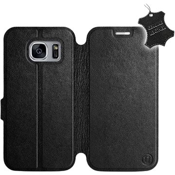 Flip pouzdro na mobil Samsung Galaxy S7 Edge - Černé - kožené - Black Leather