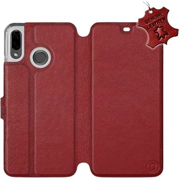Flip pouzdro na mobil Huawei Nova 3 - Tmavě červené - kožené - Dark Red Leather