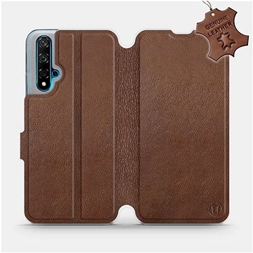 Flip pouzdro na mobil Huawei Nova 5T - Hnědé - kožené - Brown Leather