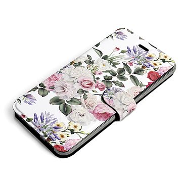 Mobiwear Flip pouzdro pro Huawei Nova 8i - MD01S Růže na bílé
