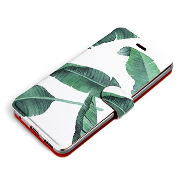 Mobiwear Flip pouzdro pro Huawei Nova 8i - MG06P Zelené listy na bílém pozadí