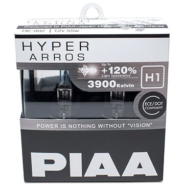 PIAA Hyper Arros 3900K H1 - o 120 procent vyšší svítivost, zvýšený jas