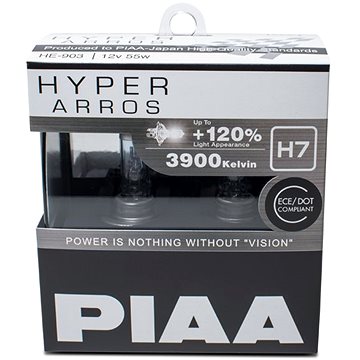 PIAA Hyper Arros 3900K H7 - o 120 procent vyšší svítivost, zvýšený jas