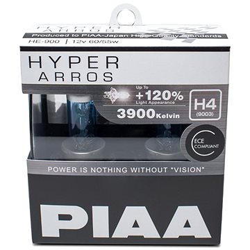 PIAA Hyper Arros 3900K H4 - o 120 procent vyšší svítivost, zvýšený jas