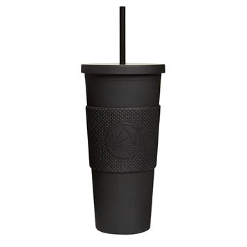 E-shop Neon Kactus Pohár na pití s brčkem 625 ml černý