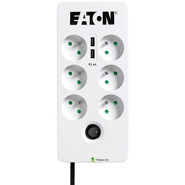 E-shop EATON Protection Box 6 USB FR, 6 Ausgänge, 10A Belastung, 2x USB-Anschluss