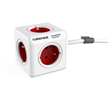 E-shop Cubenest Powercube Extended, 5x Steckdosen, 1,5 m, weiß/rot