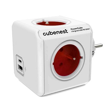 E-shop Cubenest Powercube Original USB PD 20W, A+C, 4x Buchse, weiß/rot