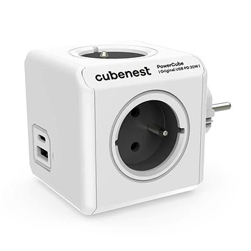 E-shop Cubenest Powercube Original USB PD 20W, A+C, 4x Buchse, weiß/grau