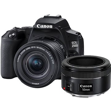 Canon EOS 250D černý + EF-S 18-55 mm f/4-5.6 IS STM + EF 50 mm f/1.8 STM