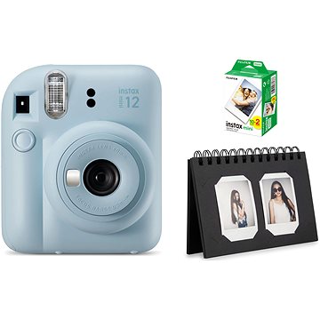 E-shop FujiFilm Instax Mini 12 Pastel Blue + Minifilm 20 Fotos + Instax Schreibtischalbum 40 schwarz