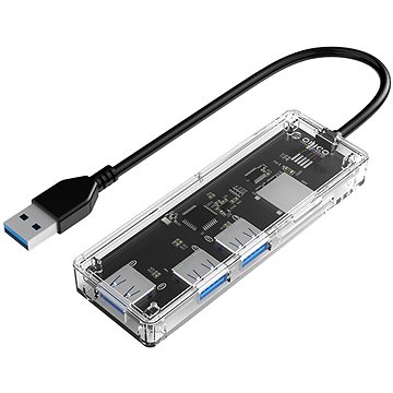 Orico USB-A Hub 4xUSB 3.0 Transparent thin, TF/SD reader