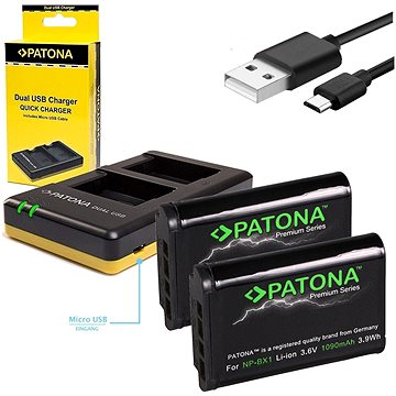 E-shop PATONA Dual Quick für Sony NP-BX1 + 2 x 1090 mAh Akkus USB