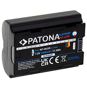 E-shop PATONA für Fuji NP-W235 2250mAh Li-Ion 7.2V Platinum X-T4