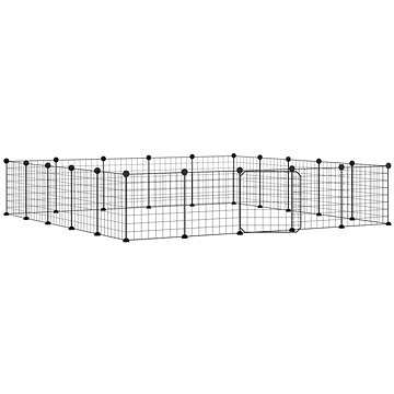 Shumee 3114019 Ohrádka s dvierkami, 20 panelov, čierna, 35 × 35 cm oceľ