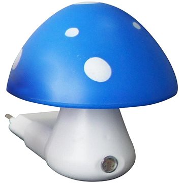 LED dětská lampička do zásuvky Muchomůrka modrá 0,4W/230V/6400K, soumrakový senzor