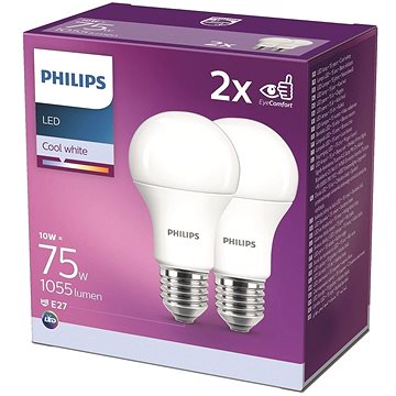 E-shop Philips LED 10-75 W, E27 4000 K, 2 Stk