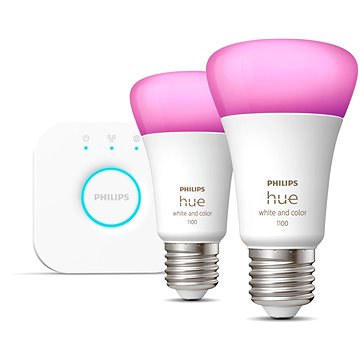 Philips Hue White and Color Ambiance 9W 1100 E27 malý promo starter kit