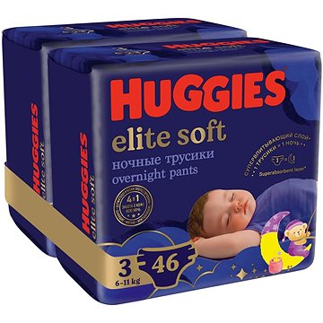 HUGGIES Elite Soft Pants přes noc Pants vel. 3 (2× 23 ks)