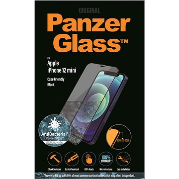 E-shop PanzerGlass Edge-to-Edge Antibacterial für Apple iPhone 5,4" - schwarz