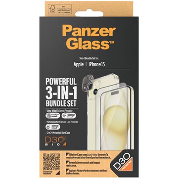 E-shop PanzerGlass Bundle 3in1 Apple iPhone 15 (PG Glas + HardCase D30 + Camera Protector)