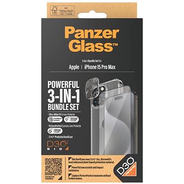 E-shop PanzerGlass Bundle 3in1 Apple iPhone 15 Pro Max (PG sklo + HardCase D30 + Camera Protector)