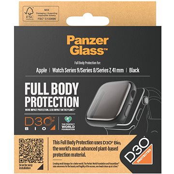 E-shop PanzerGlass Apple Watch 9/8/7 41mm Schutzhülle mit D30 (schwarzer Rahmen)