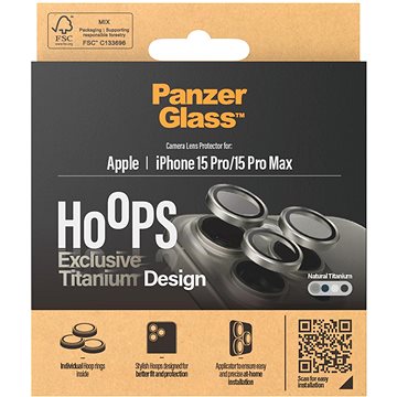 E-shop PanzerGlass HoOps Apple iPhone 15 Pro/15 Pro Max -Kamera-Linsenringe - Titan natur