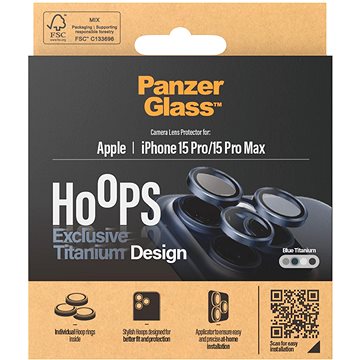 E-shop PanzerGlass HoOps Apple iPhone 15 Pro/15 Pro Max - Kamera-Linsenringe - blau titan