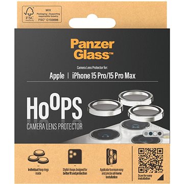 E-shop PanzerGlass HoOps Apple iPhone 15 Pro/15 Pro Max - Ringe für die Kameraobjektive - weißes Aluminium