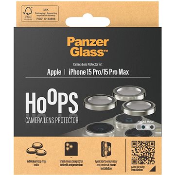 E-shop PanzerGlass HoOps Apple iPhone 15 Pro/15 Pro Max - Kamera-Linsenringe - Aluminium natur
