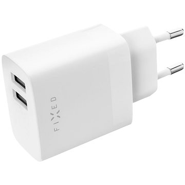 E-shop FIXED Smart Rapid Charge mit 2xUSB Ausgang und USB/USB-C Kabel 1m 17W weiß