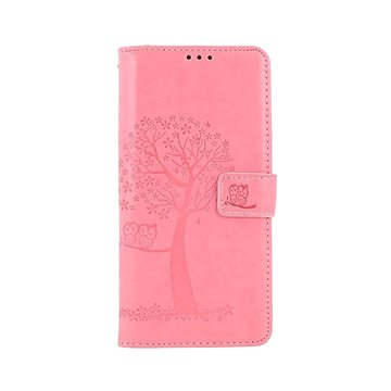 TopQ Samsung A12 knížkové Růžový strom sovičky 57116