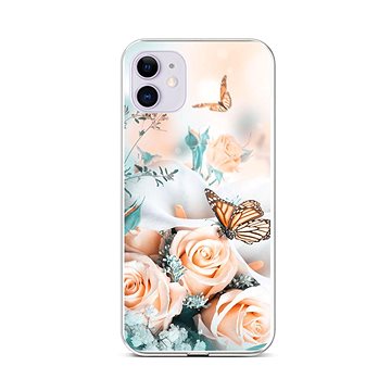 TopQ iPhone 11 silikon Růže s motýlem 58940