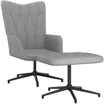Relaxační křeslo se stoličkou světle šedé textil, 327578