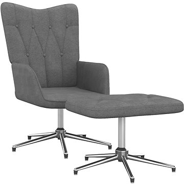 Relaxační křeslo se stoličkou tmavě šedé textil, 327601