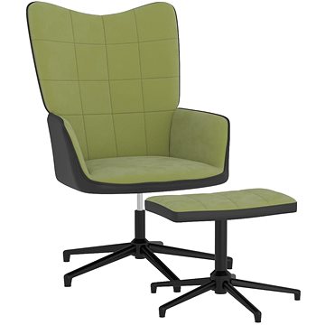 Relaxační křeslo se stoličkou světle zelené samet a PVC, 327845