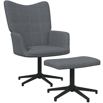 Relaxační křeslo se stoličkou tmavě šedé textil, 327975
