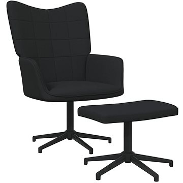 Relaxační křeslo se stoličkou černé textil, 327980